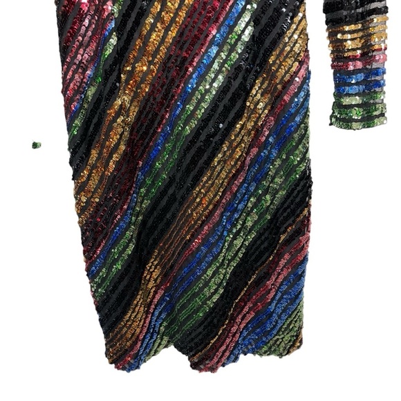 ALCOOLIQUE Sequin Mini Dress Multicolor Rainbow Size 12 Holiday Cocktail Party - Picture 8 of 16